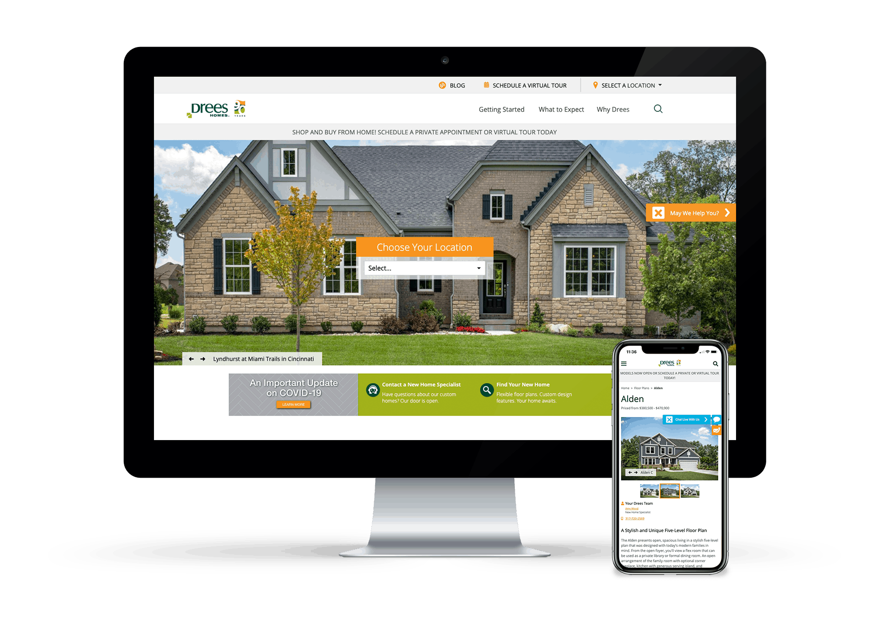 Design example of Drees Home website redesign