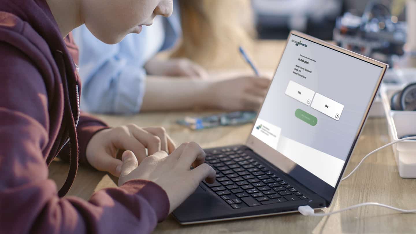 Mock up of student taking Terrace Metrics assessment